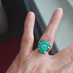 Geode Agate Ring 925  Sterling Silver Size 6.5 New